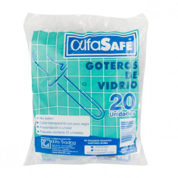 Gotero De Vidrio Bolsa X 20 Unidades - Alfasafe