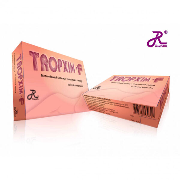 Tropxim - F (Metronidazol + Clotrimazol) Caja X 10 Ovulos Vaginales - Ruecam