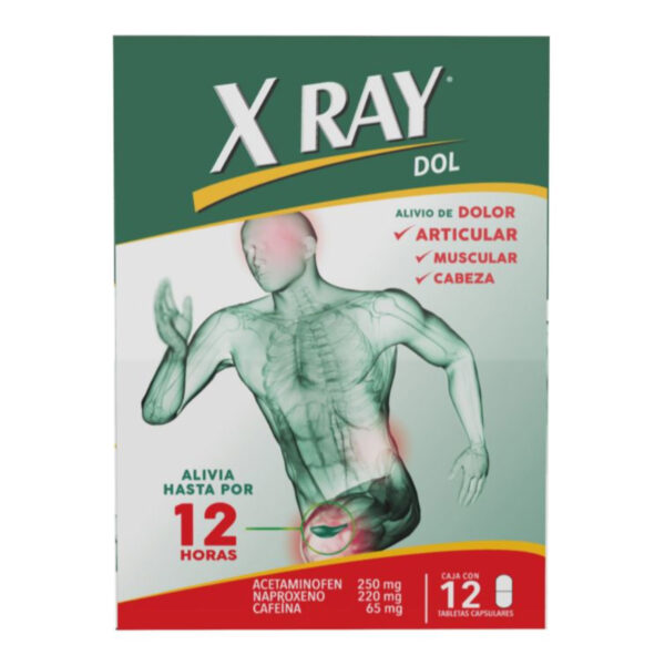 Xray Dol (Acetaminofén + Naproxeno + Cafeína) Caja X 12 Tabletas - Genomma Lab