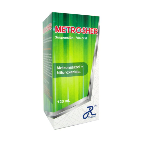 Metrosher (Metronidazol + Nifuroxazida) Suspensión Frasco X 120ml - Ruecam