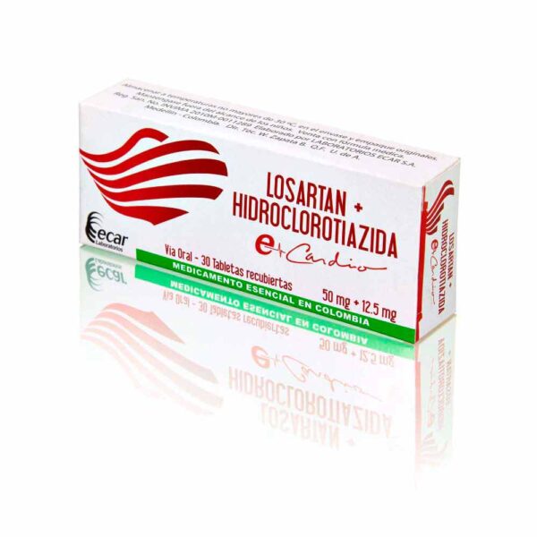 Losartan + Hidroclorotiazida 50mg/12.5mg Caja X 30 Tabletas - Ecar