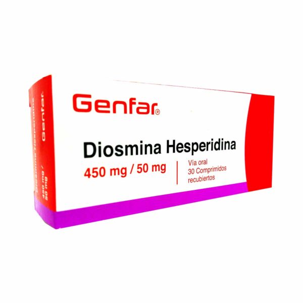 Diosmina + Hesperidina 450/50mg Caja X 30 Tabletas Cubiertas - Genfar